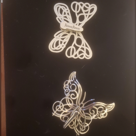 2pc Vintage Neiman Marcus Silver Butterfly Clips. - Picture 3 of 15